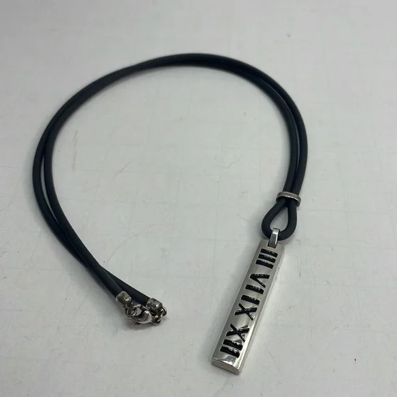 Authentic Tiffany & Co sterling Silver Bar & cord Necklace with COA - Picture 4 of 9